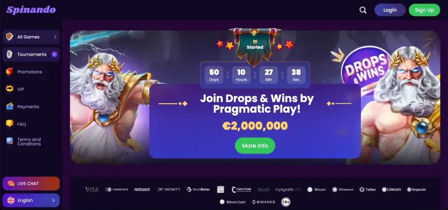 Spinando Casino mobile app