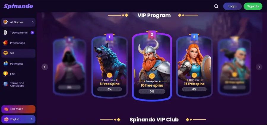 Spinando Casino VIP program loyalty levels and rewards Spinando Casino VIP program loyalty levels and rewards